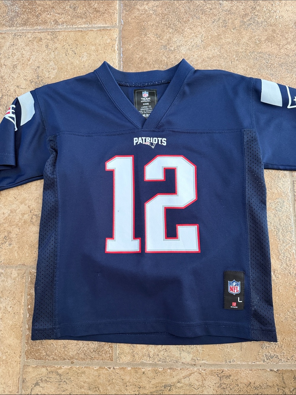 NFL New England Patriots Youth Navy #12 Football Jersey